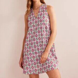 Boden Notch neck jersey shift dress a-line sunflower floral knit sleeveless 6